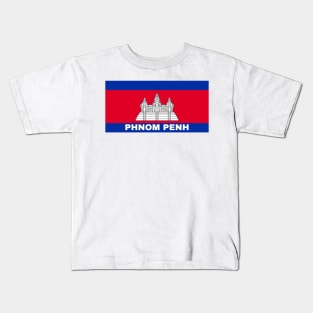 Phnom Penh City in Cambodian Flag Kids T-Shirt